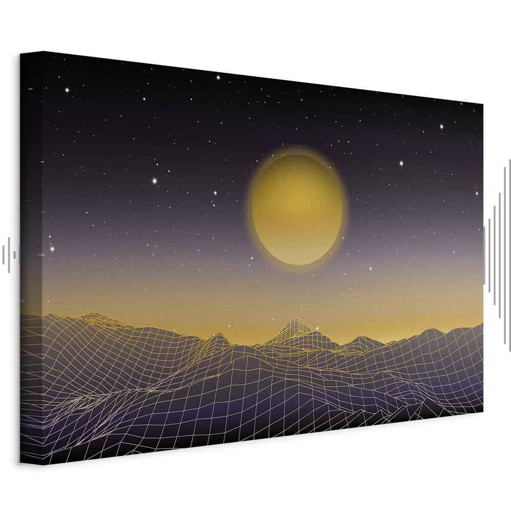 Lærredsbillede Futuristisk Landskab 3 - bredformat i 1 del - 30 x 20 cm - Akustisk