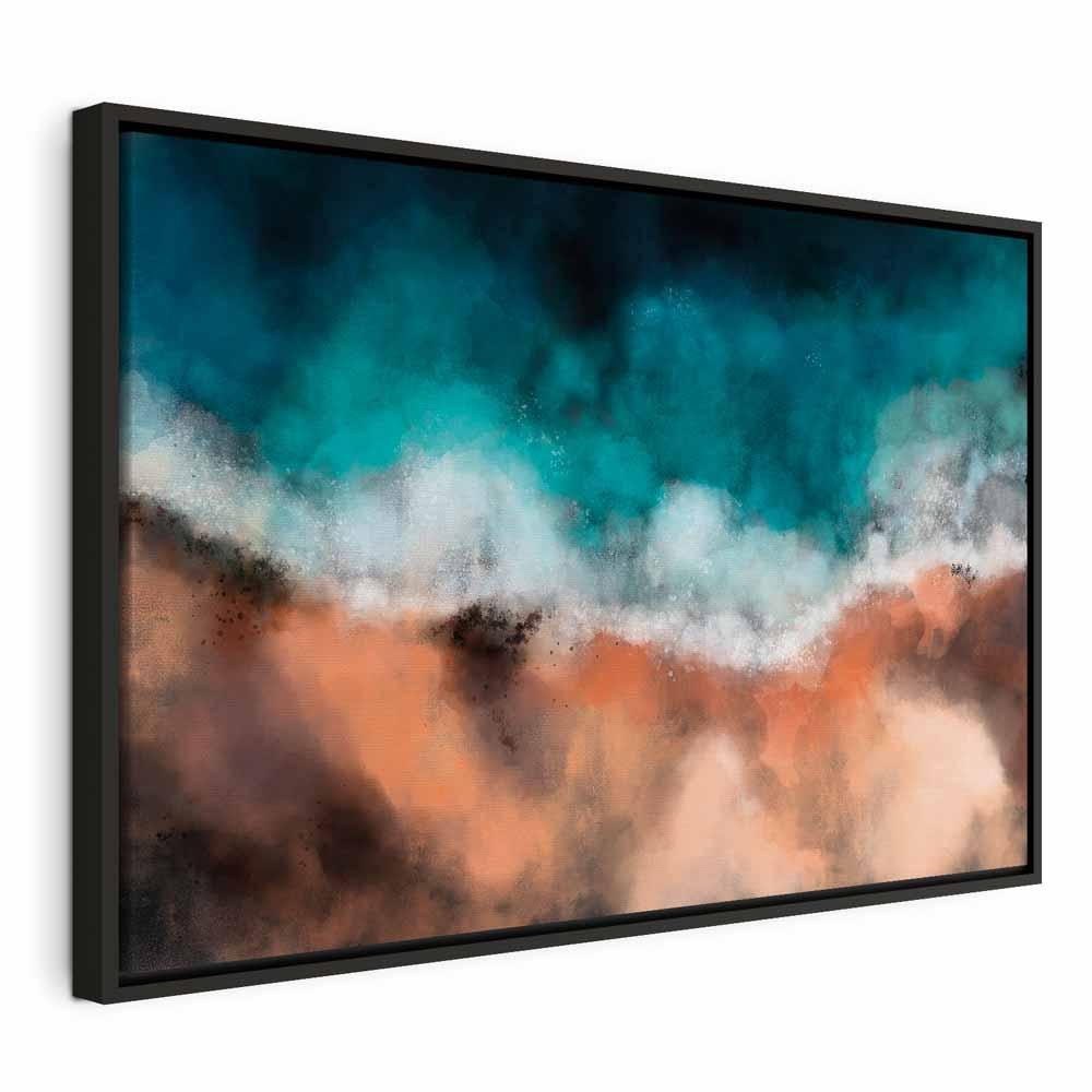 Abstrakt lærredsbillede Bølger i sandet Wide - 120 x 80 cm - I en sort træramme