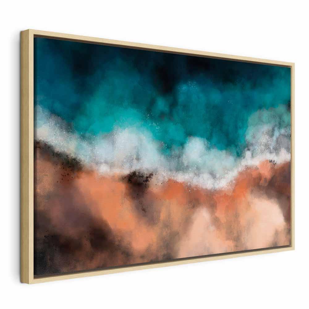 Abstrakt lærredsbillede Bølger i sandet Wide - 120 x 80 cm - I en naturlig træramme
