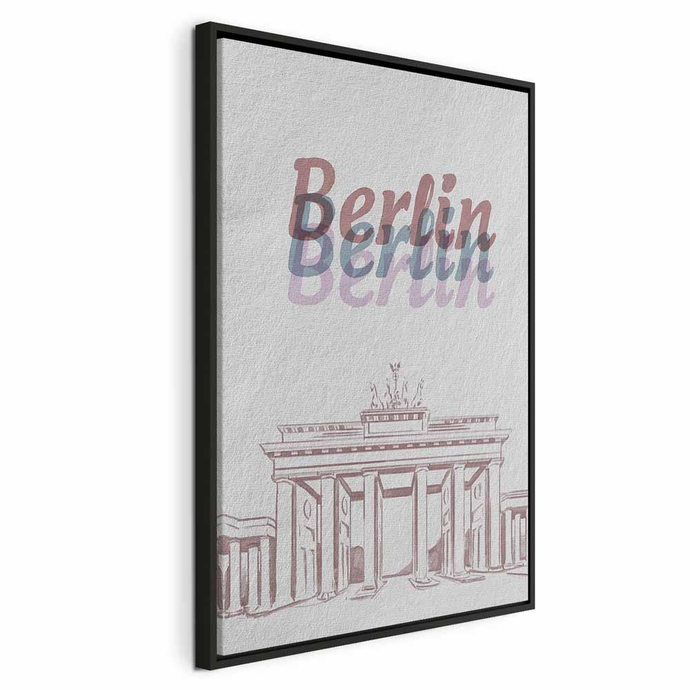 Lærredsbillede Berlin i akvarel - lodret vægkunst - 40 x 60 cm - I en sort træramme
