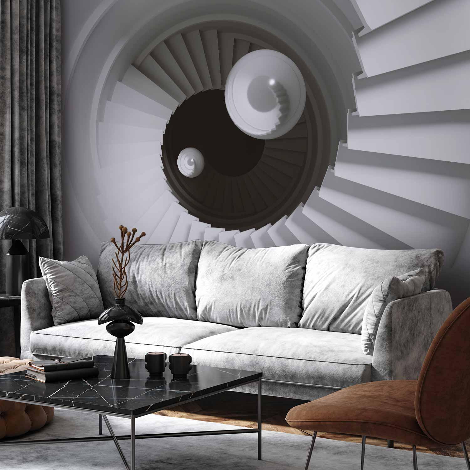 Fototapet Time Tunnel 3D - fototapet med trappemotiv - 250 x 175 cm - Premium