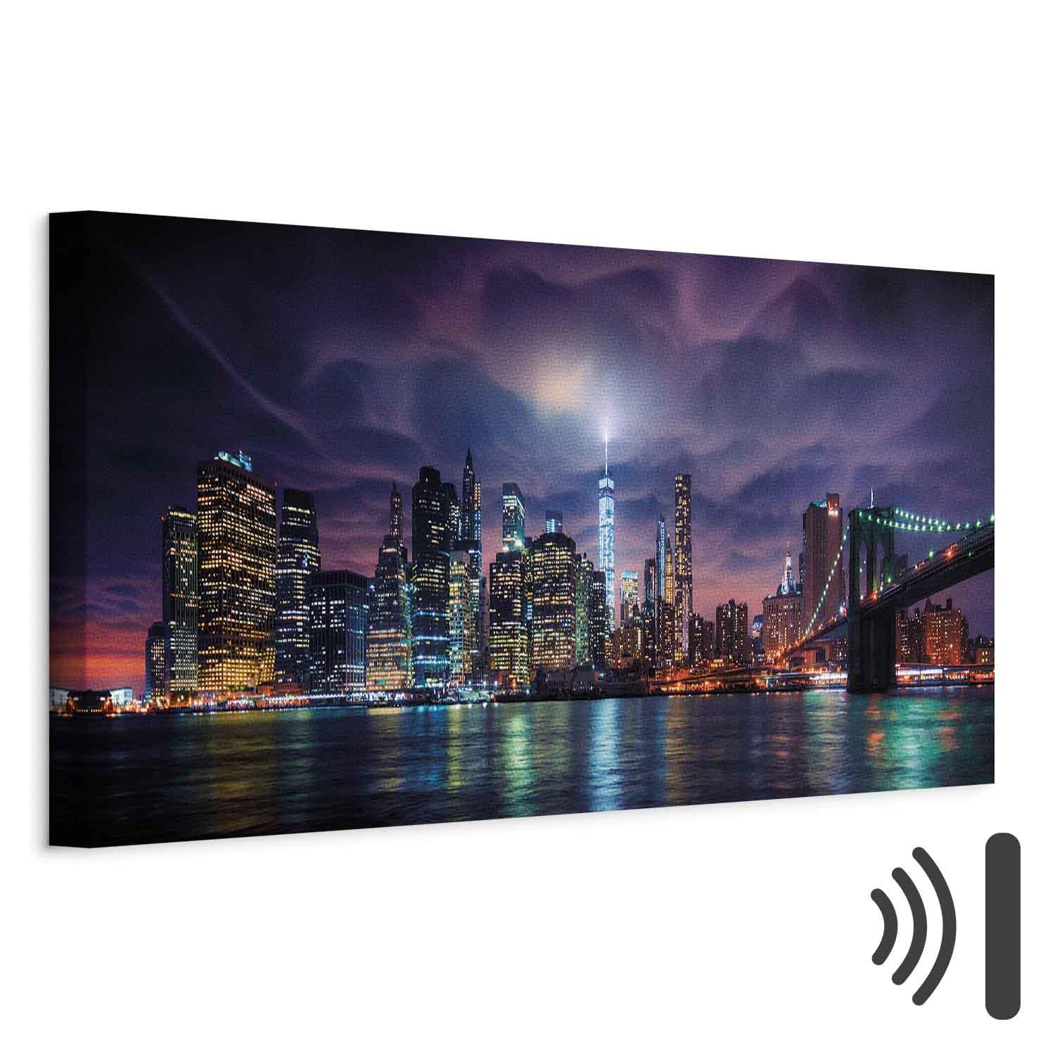 Lærredsbillede New York: Dark City - 135 x 45 cm - Akustisk