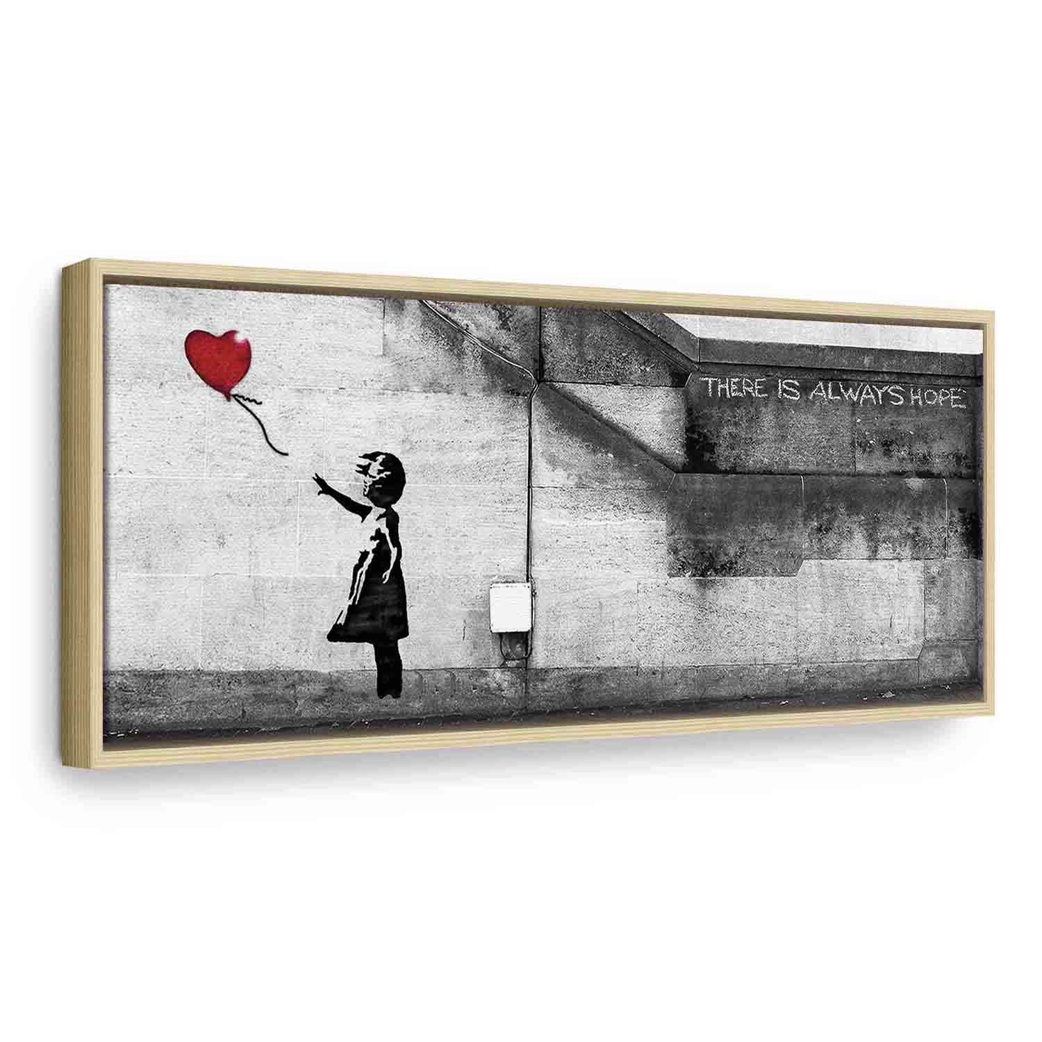 Lærredsbillede There Is Always Hope 1-delt smal rød - 90 x 30 cm - I en naturlig træramme