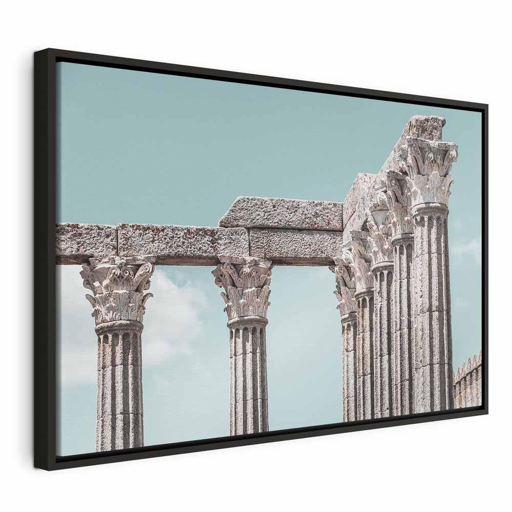 Lærredsbillede Historiens søjler i bredformat - 60 x 40 cm - I en sort træramme