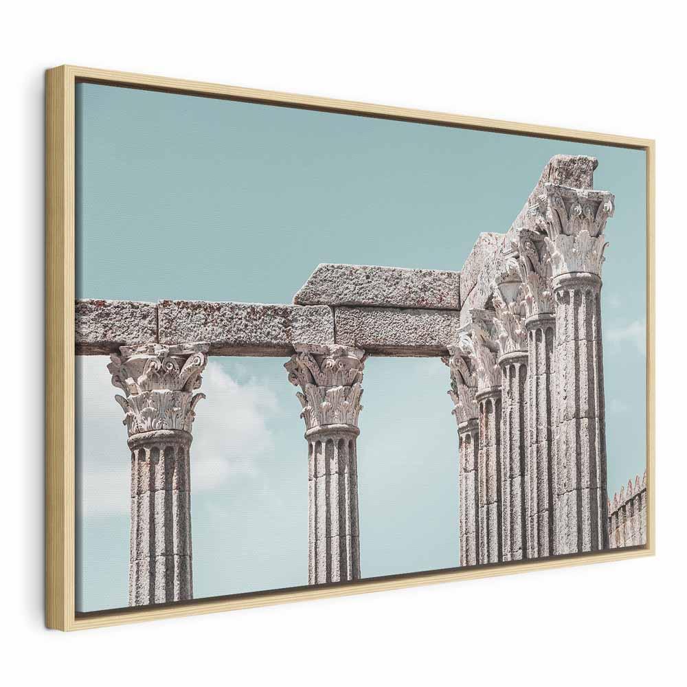 Lærredsbillede Historiens søjler i bredformat - 60 x 40 cm - I en naturlig træramme