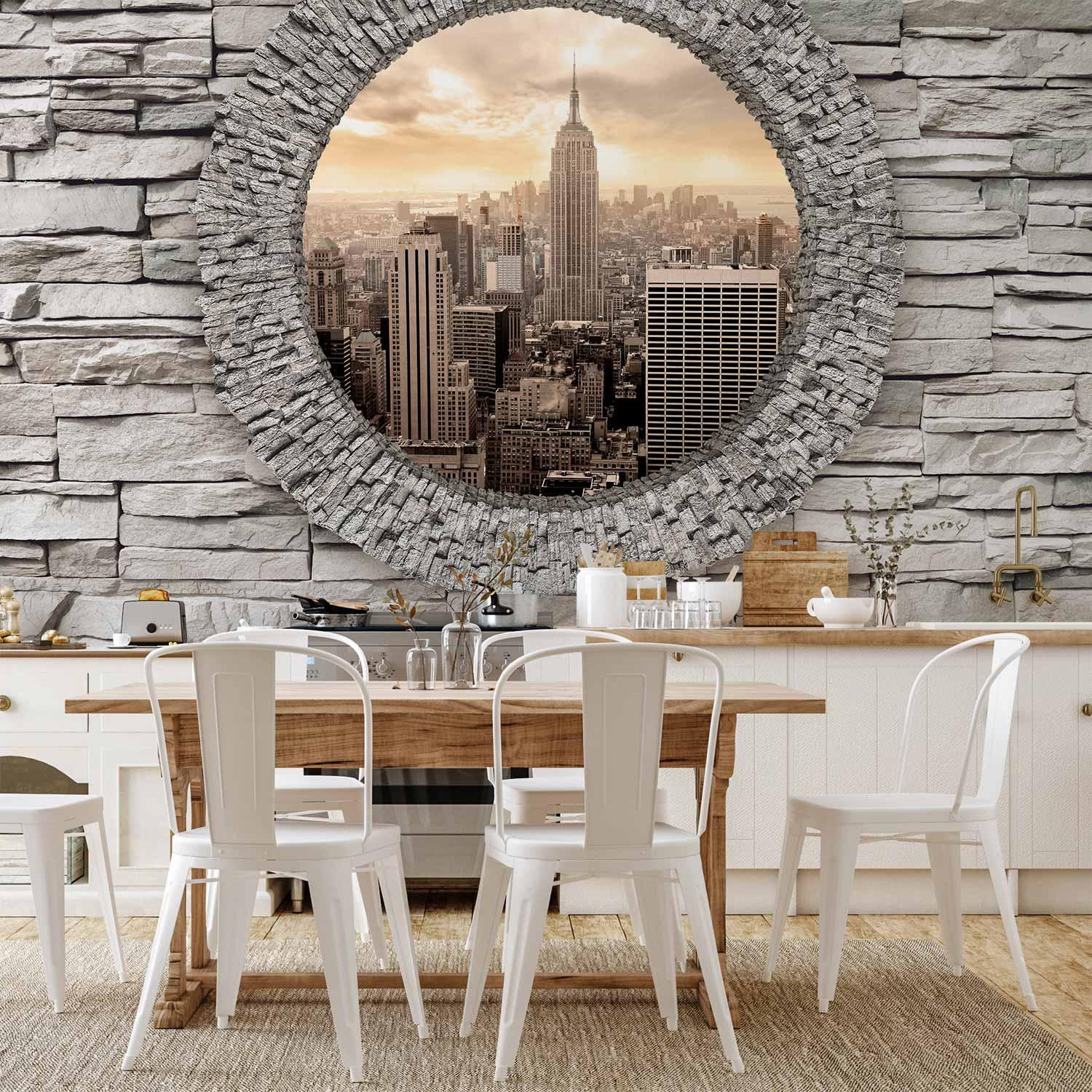 Fototapet Hemmeligt Vindue - bymotiv - 400 x 280 cm - Vandtæt