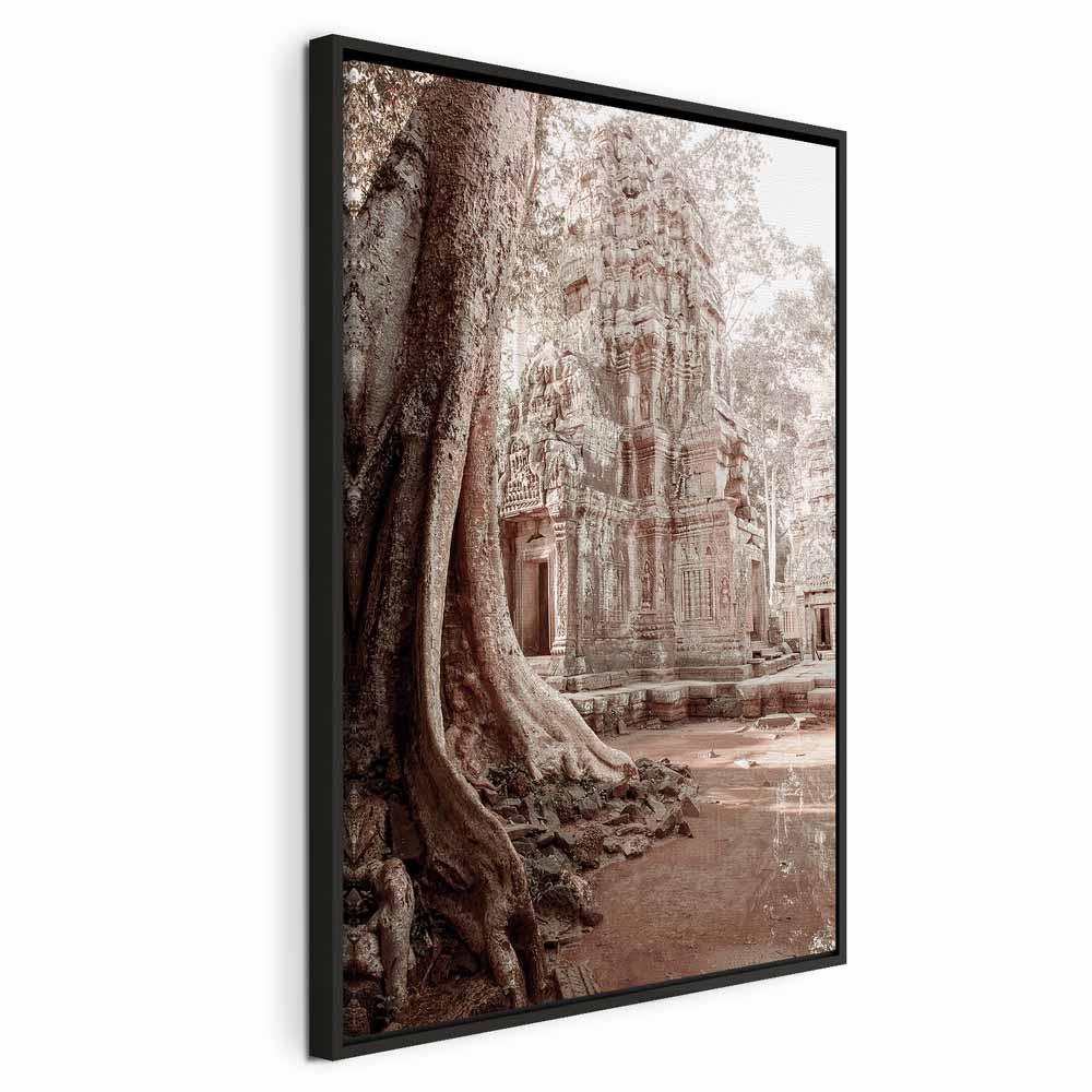Lærredsbillede Ruinerne i Angkor 1 del lodret - 80 x 120 cm - I en sort træramme