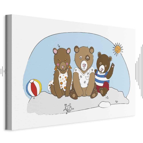 Lærredsbillede Teddy Bears on the Beach - bredformat
