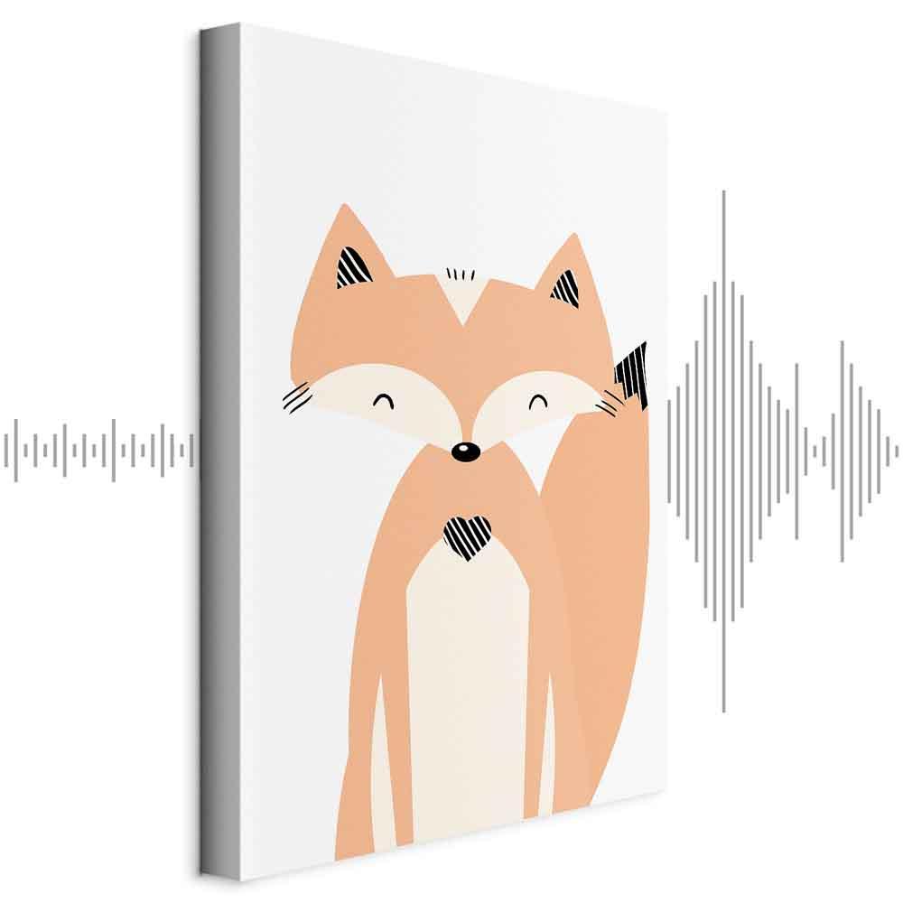 Lærredsbillede Happy Fox lodret til børneværelse - 20 x 30 cm - Akustisk