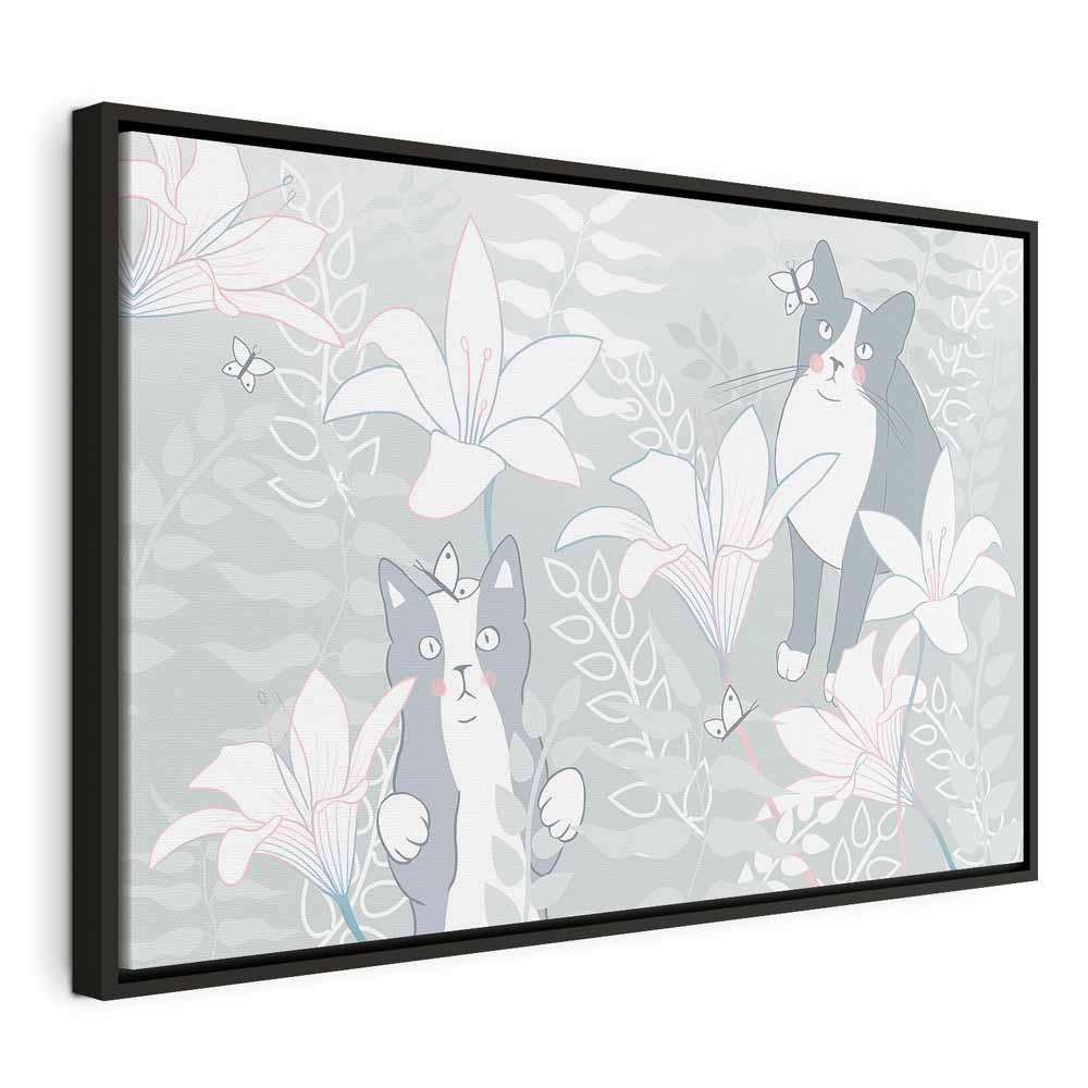 Lærredsbillede Cat Matters 1-delt bred - Første variant - 120 x 80 cm - I en sort træramme
