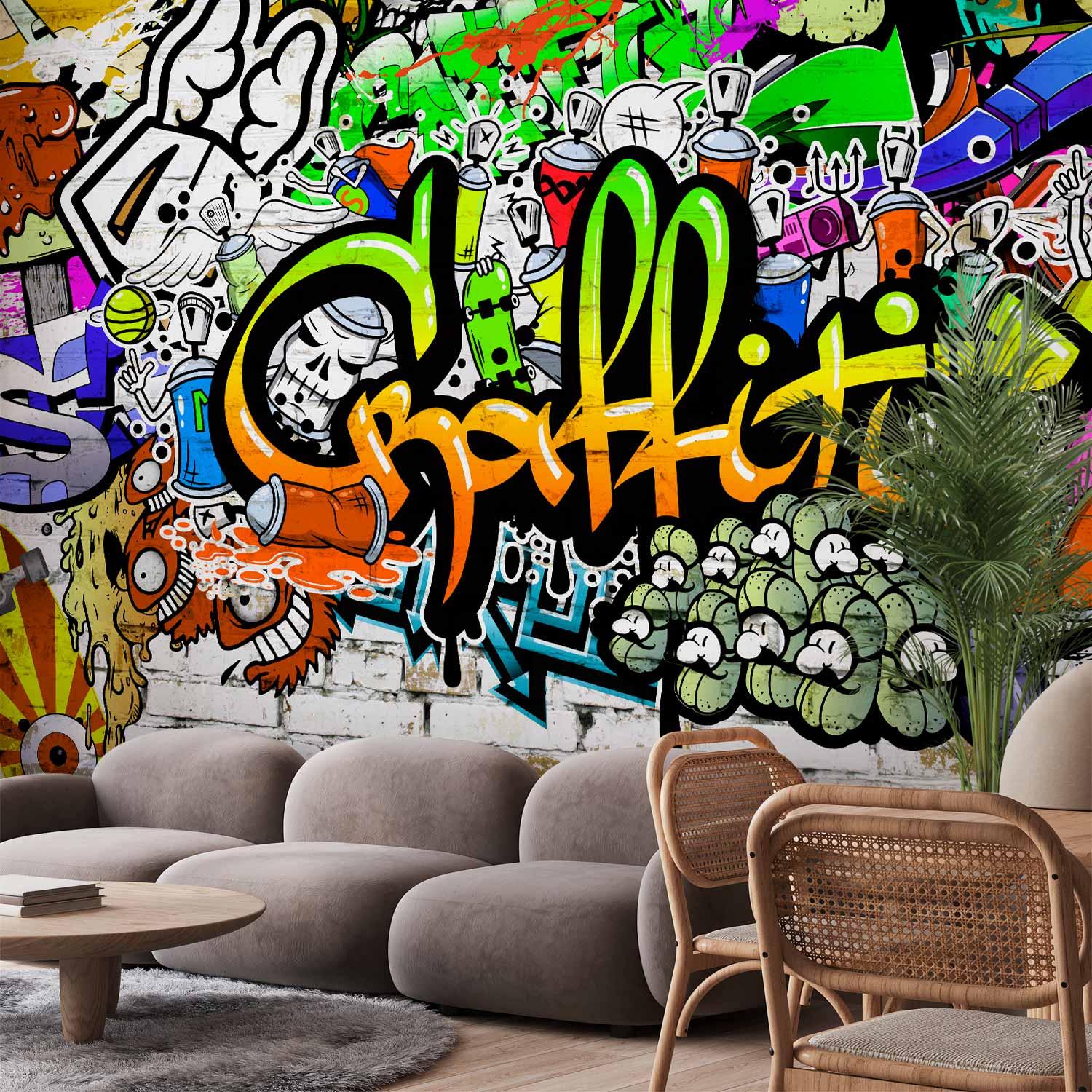 Fototapet Graffiti på væggen - 350 x 256 cm - Premium