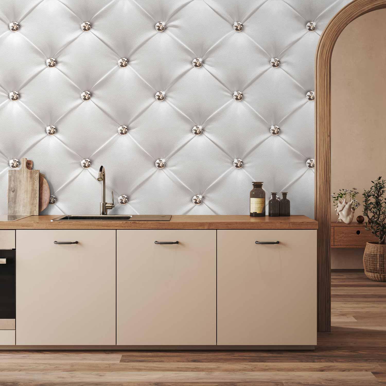 Fototapet Hvid Elegance med diamantmønster - 400 x 280 cm - Vandtæt
