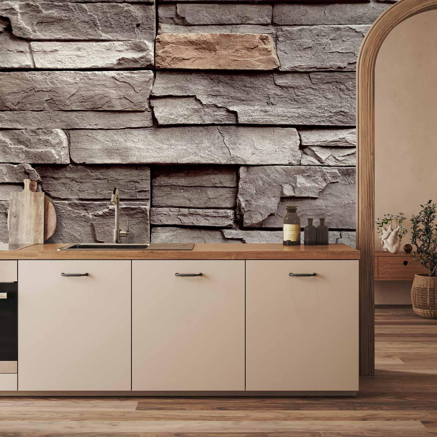 Fototapet Stilhedens Mur med stenvægsmotiv - 250 x 175 cm - Vandtæt