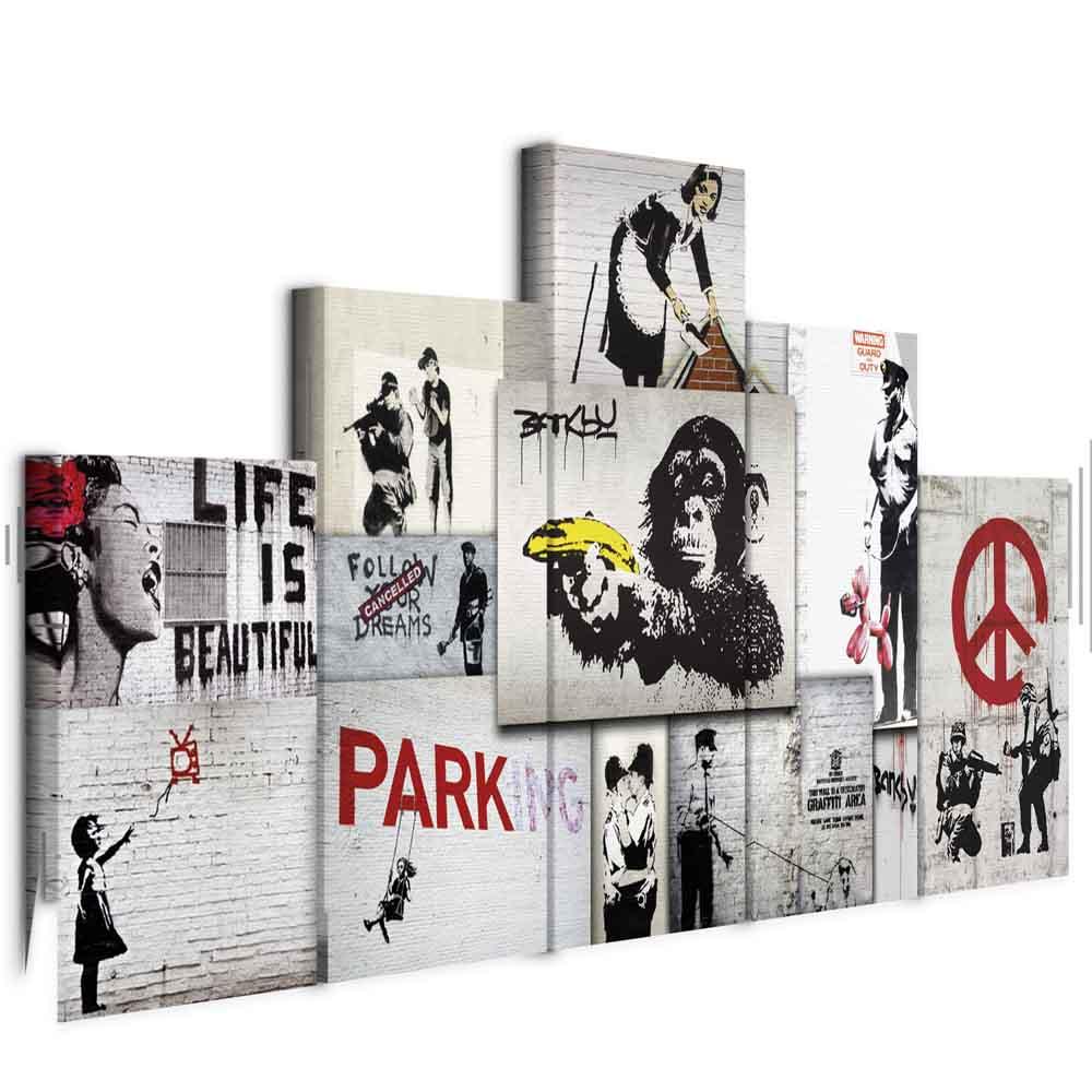 Banksy Street Crimes billede på lærred 100 x 50 cm - 100 x 50 cm - Akustisk