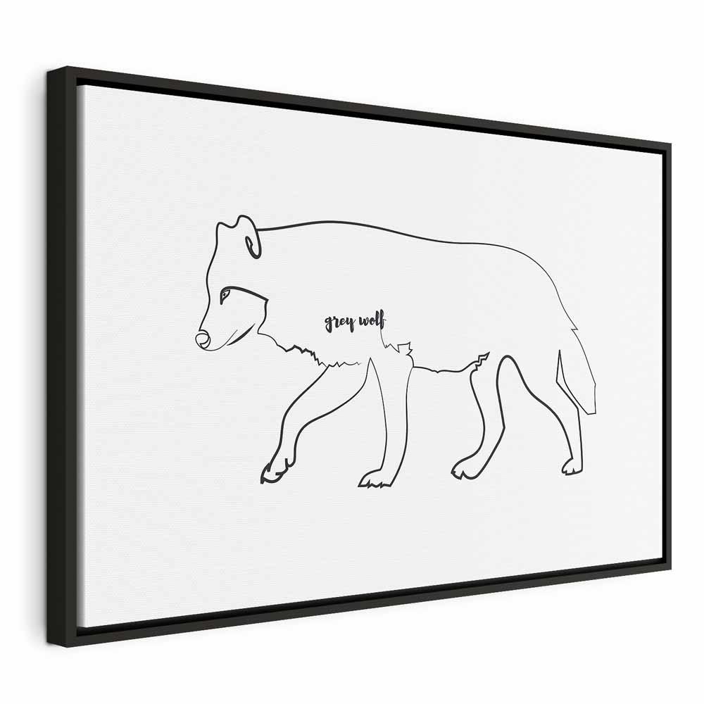 Billede på lærred Ulv 1-delt bredformat - 60 x 40 cm - I en sort træramme