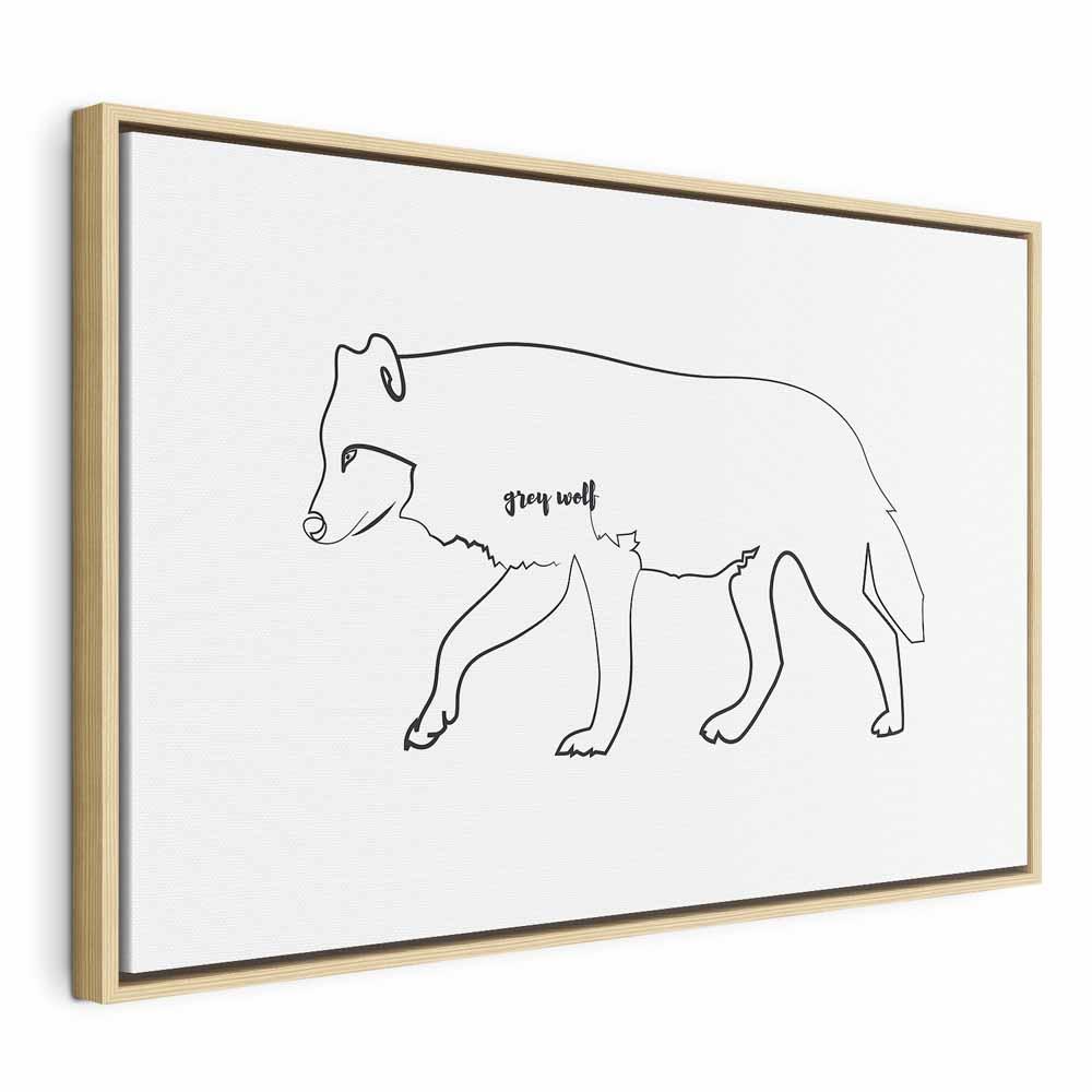 Billede på lærred Ulv 1-delt bredformat - 60 x 40 cm - I en naturlig træramme