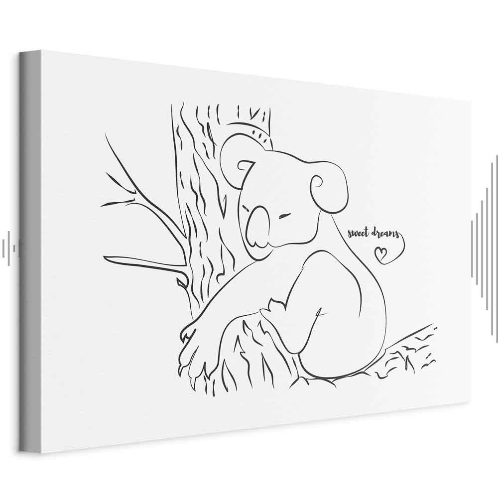 Billede på lærred Sovende koala i sort-hvid - Quiet Charm of Nature 1-delt - 90 x 60 cm - Akustisk