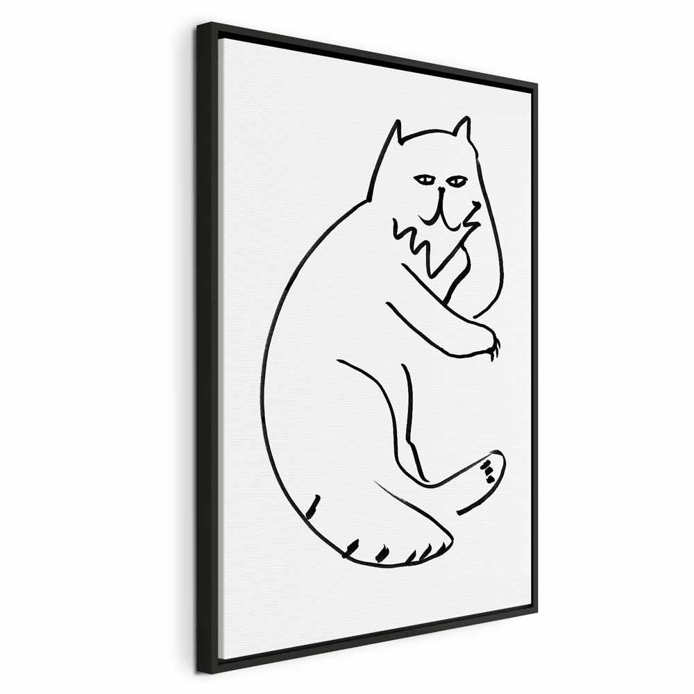 Lærredsbillede Afslappet Kat 1-delt Vertikalt - 40 x 60 cm - I en sort træramme