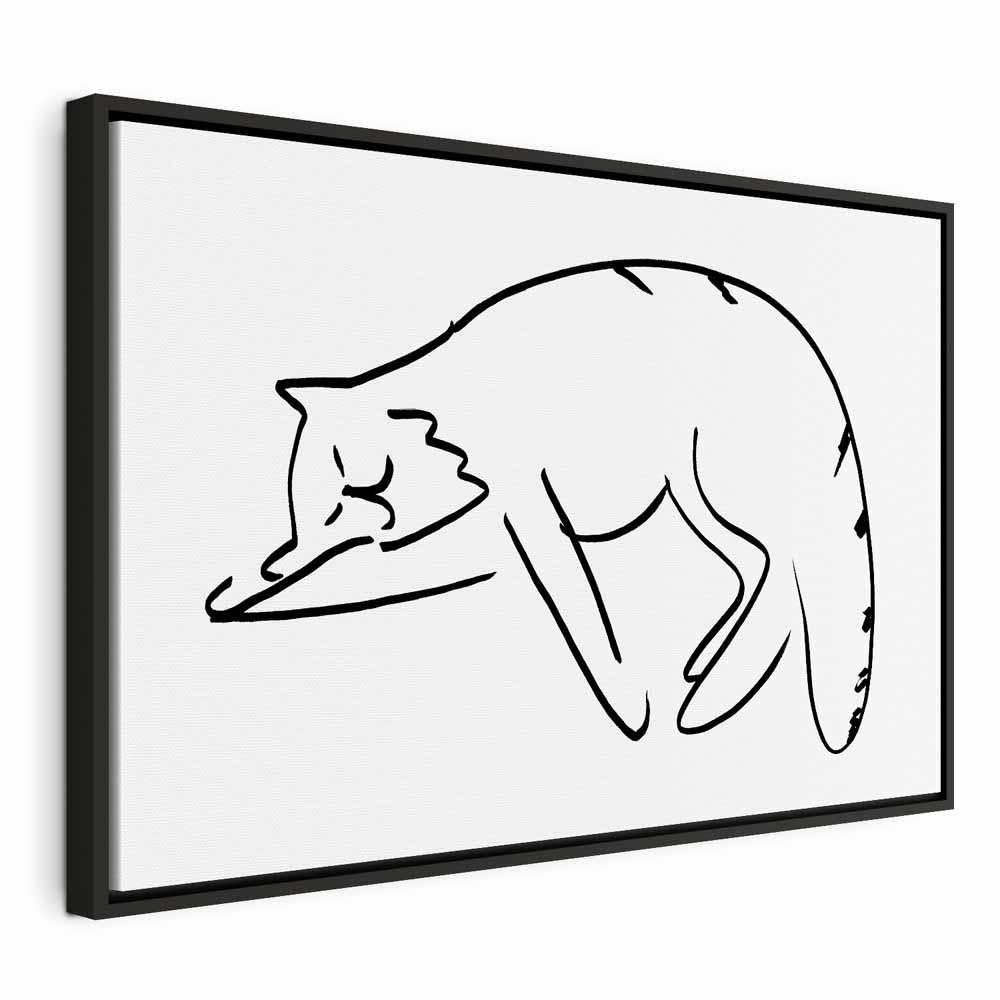 Lærredsbillede Cat's Dreams med kattemotiv - 90 x 60 cm - I en sort træramme
