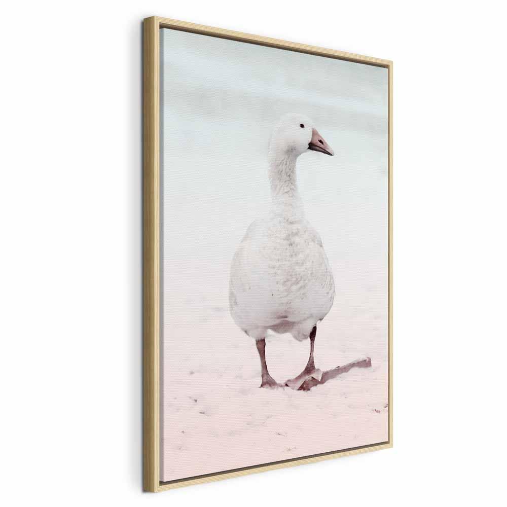 Lærredsbillede Vinterand lodret - 40 x 60 cm - I en naturlig træramme