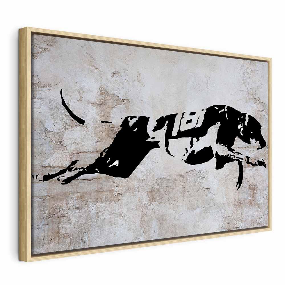 Lærredsbillede Greyhound Race i bredformat - 120 x 80 cm - I en naturlig træramme