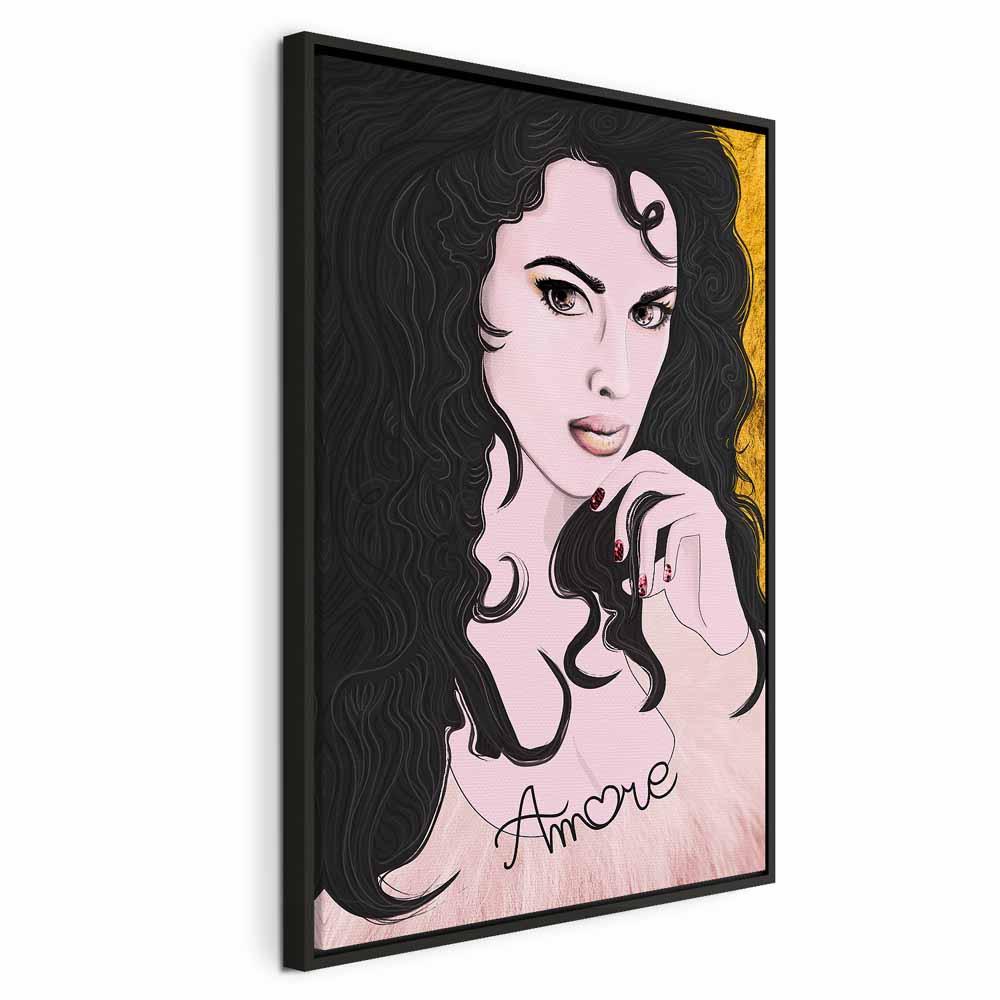 Lærredsbillede Amore Mio lodret portræt - 40 x 60 cm - I en sort træramme