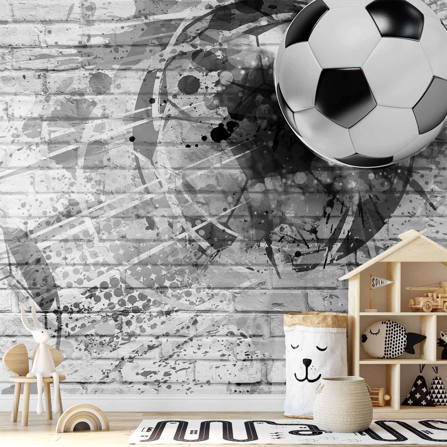 Fototapet med fodboldmotiv - Dynamisk fodbold - 400 x 280 cm - Vandtæt