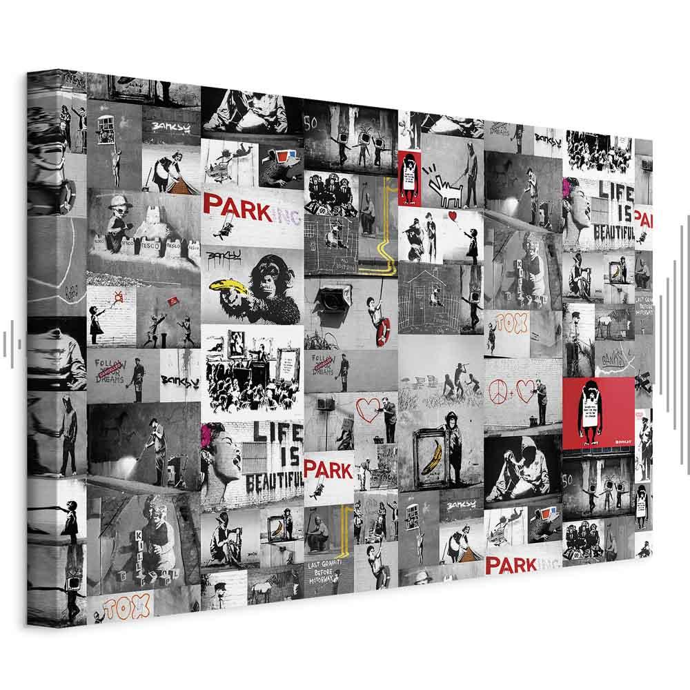 Banksy Street Art billede på lærred - 90 x 60 cm - Akustisk