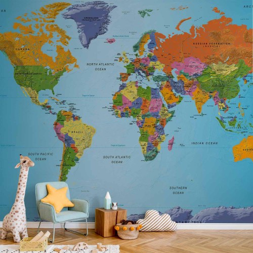 Fototapet verdenskort Colourful Geography
