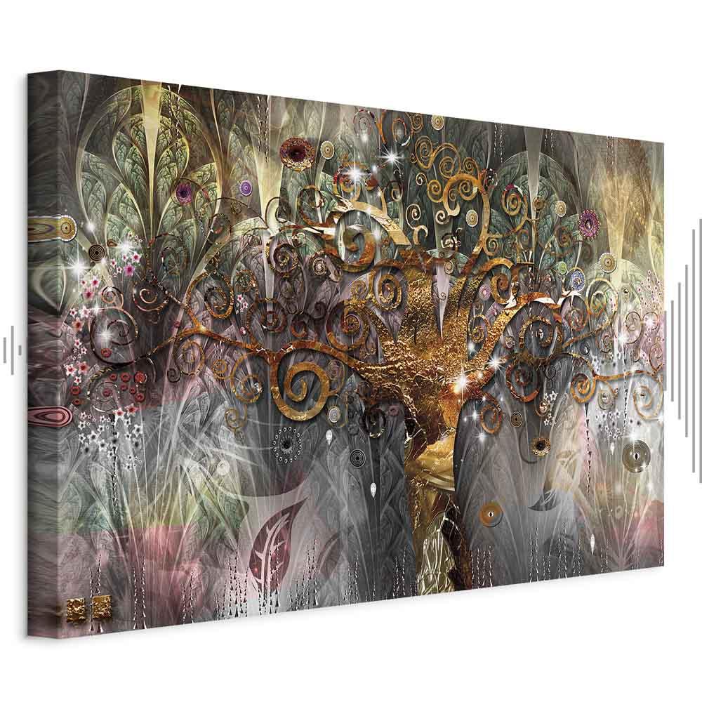 Abstrakt lærredsbillede Gyldent Træ - 90 x 60 cm - Akustisk