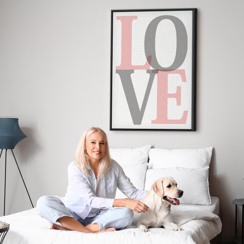 Lærredsbillede Grey Love 1 del - lodret