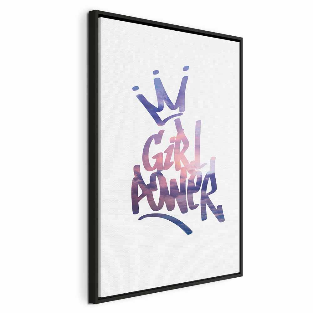 Lærredsbillede Girl Power - lodret citatplakat - 60 x 90 cm - I en sort træramme