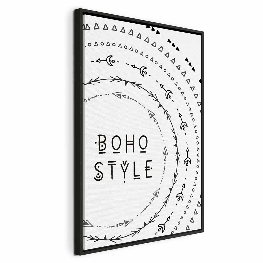 Lærredsbillede Boho stil - 1 del lodret - 40 x 60 cm - I en sort træramme