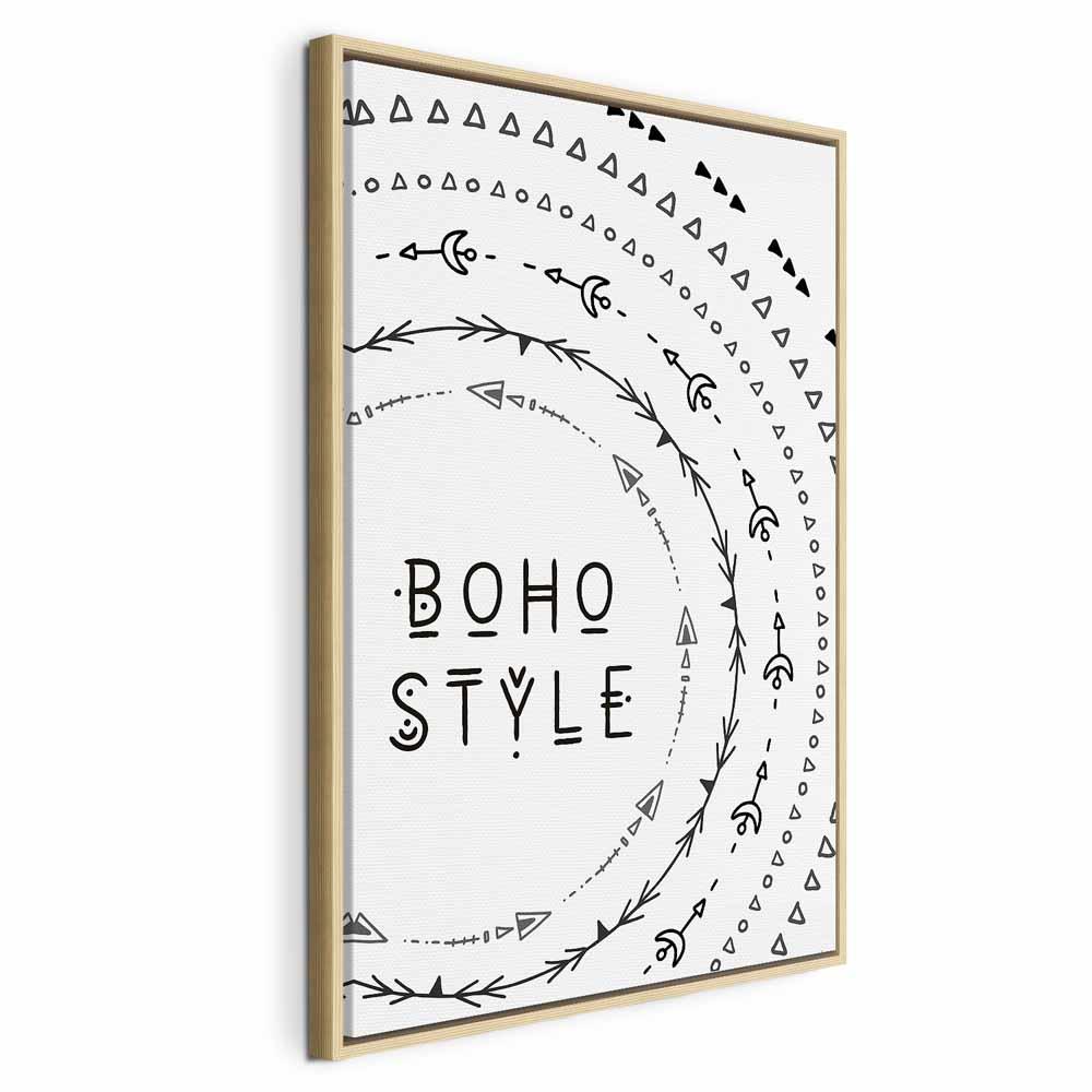 Lærredsbillede Boho stil - 1 del lodret - 40 x 60 cm - I en naturlig træramme