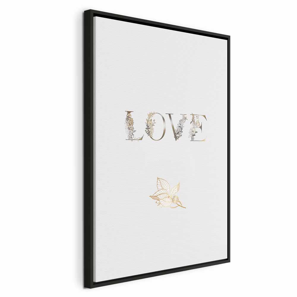 Lærredsbillede Love Is Strength 1 del lodret - 40 x 60 cm - I en sort træramme