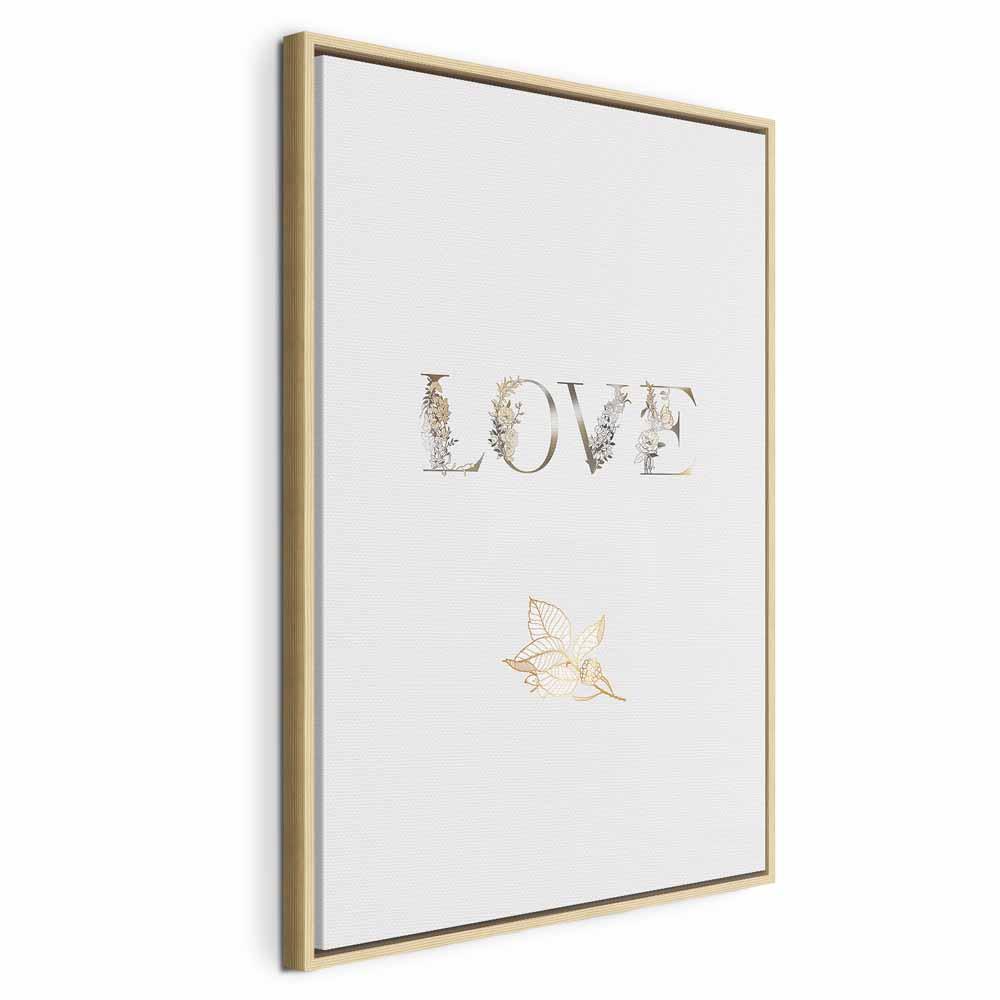 Lærredsbillede Love Is Strength 1 del lodret - 40 x 60 cm - I en naturlig træramme