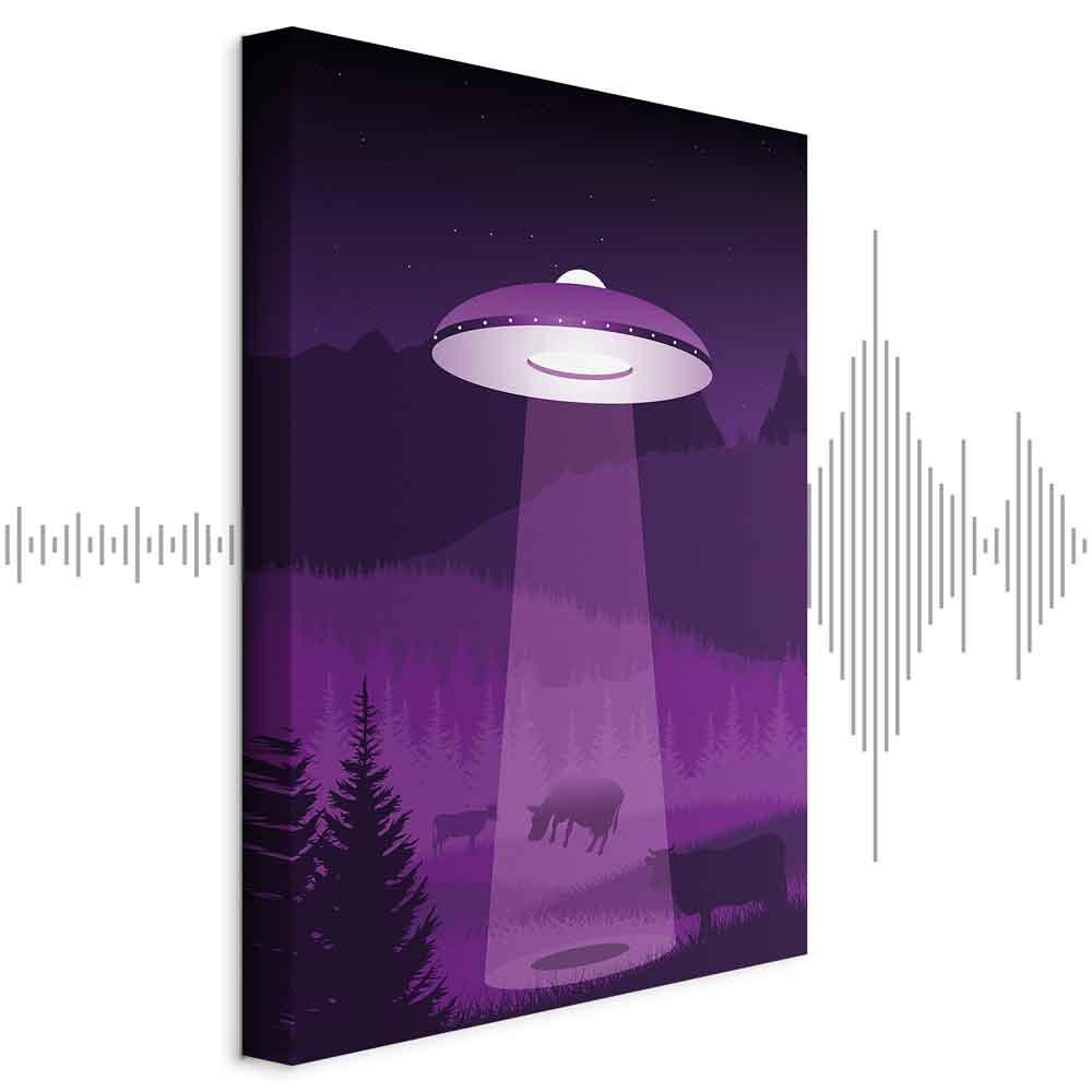 Lærredsbillede UFO lodret - violet fantasimotiv - 80 x 120 cm - Akustisk