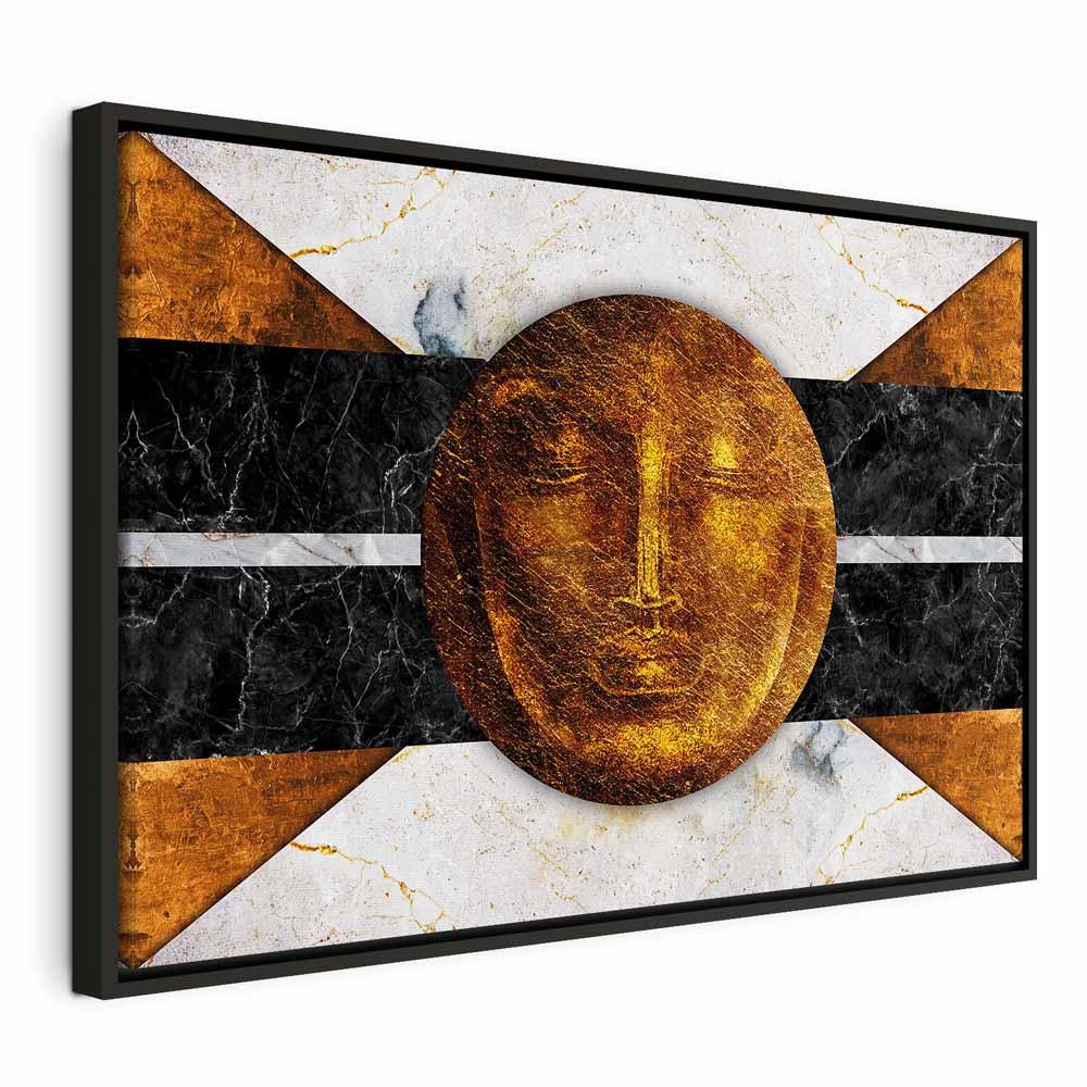 Lærredsbillede abstrakt - Se ind i fortiden bred - 90 x 60 cm - I en sort træramme