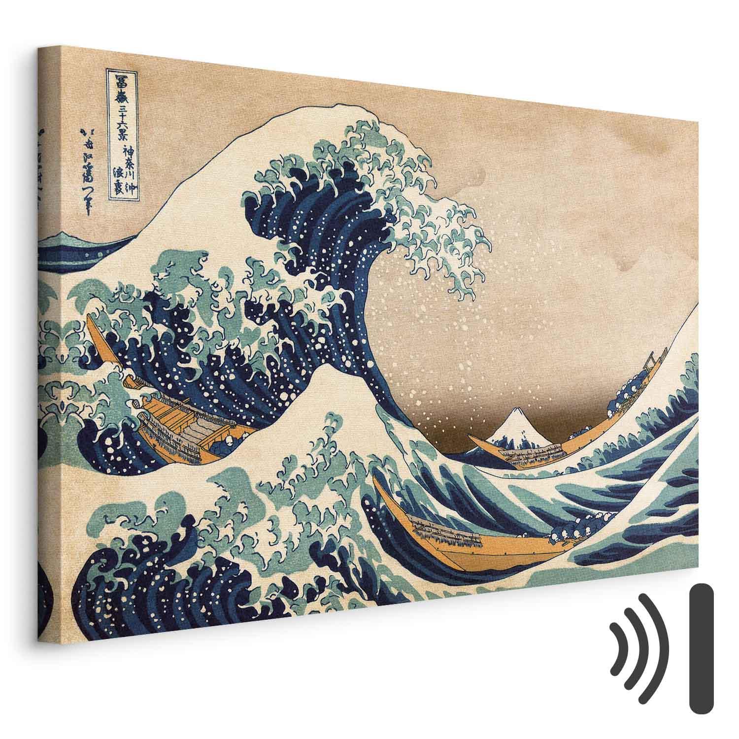 Lærredsbillede Den store bølge ved Kanagawa - reproduktion - 30 x 20 cm - Akustisk