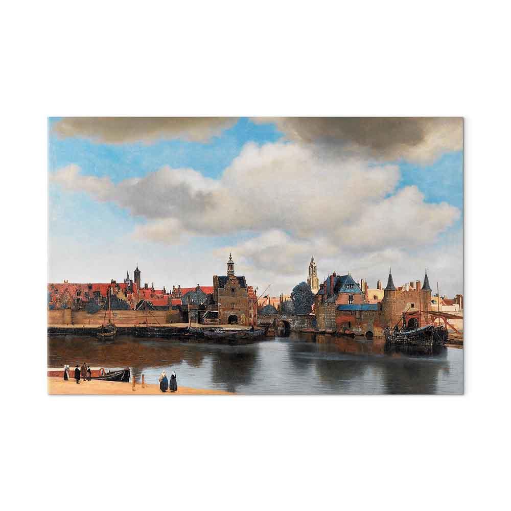 Jan Vermeer billede på lærred - Udsigt over Delft - 60 x 40 cm - Akustisk