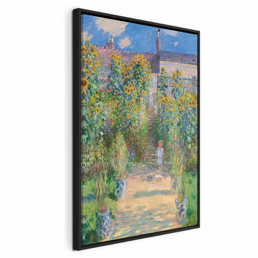 Claude Monet lærredsbillede - Monets have i Vétheuil - 80 x 120 cm - I en sort træramme