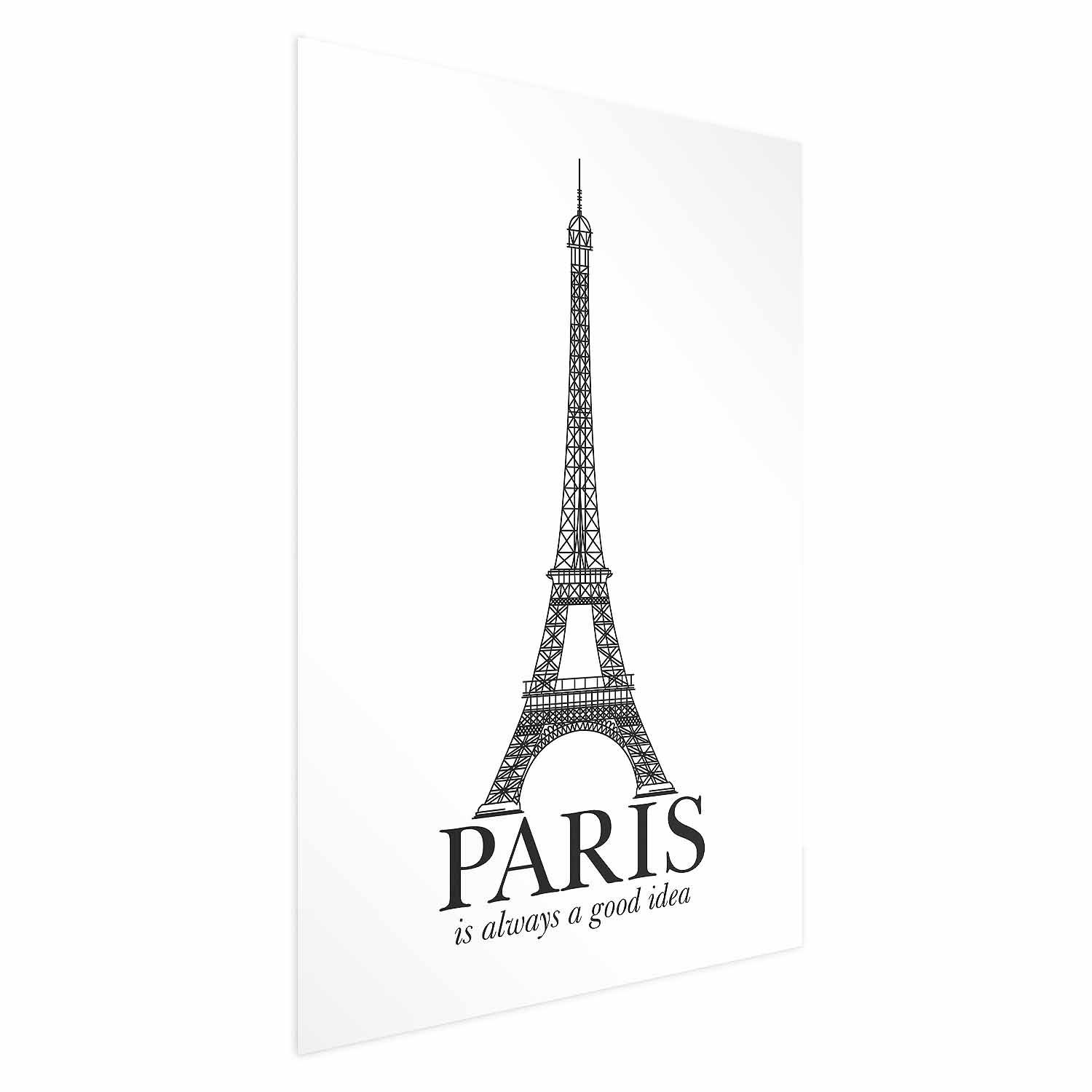 Plakat Paris er altid en god idé - byplakat med Eiffeltårnet - 40 x 60 cm - Uden ramme