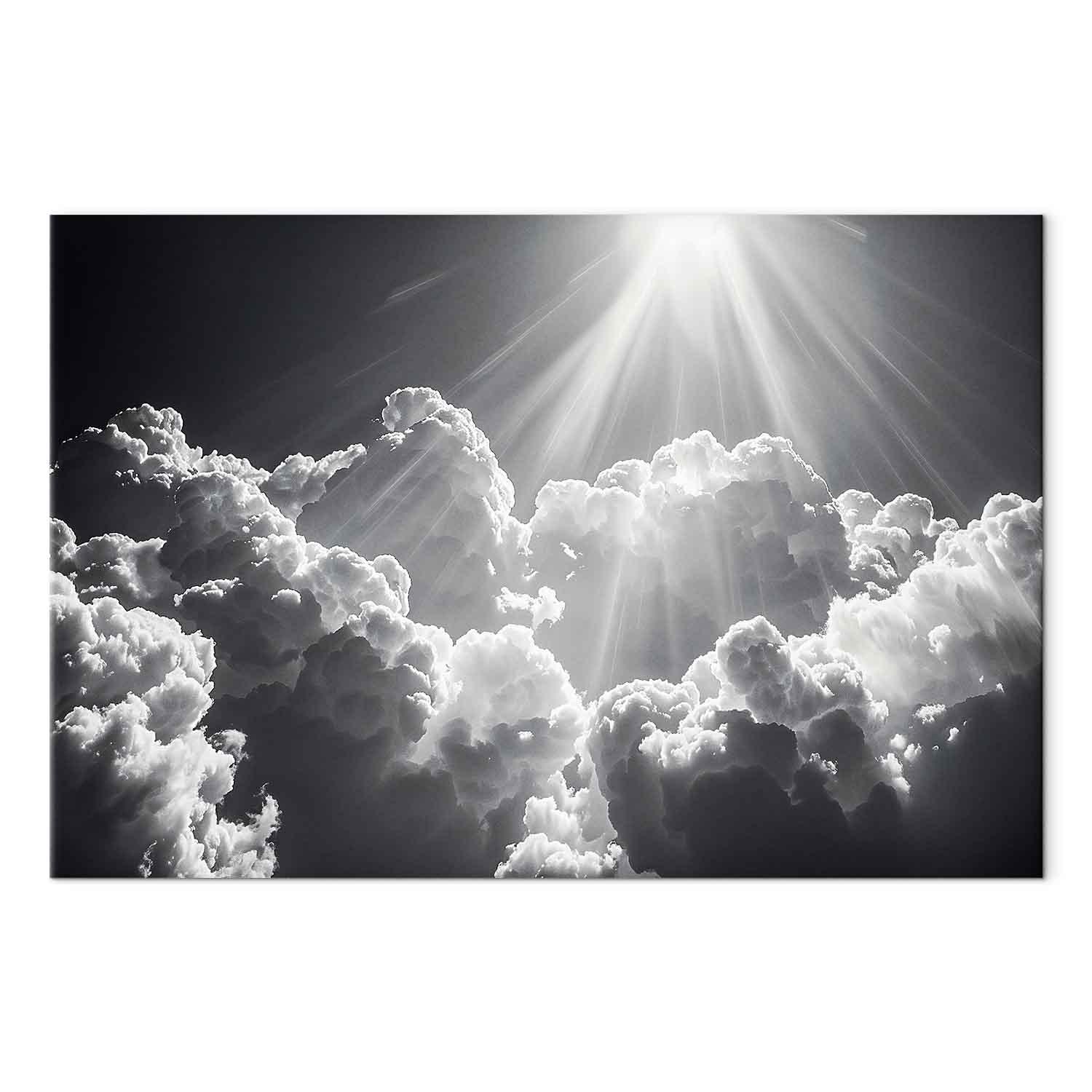 Lærredsbillede Hope in the Clouds med skyer og solstråler - 90 x 60 cm - Premium Print