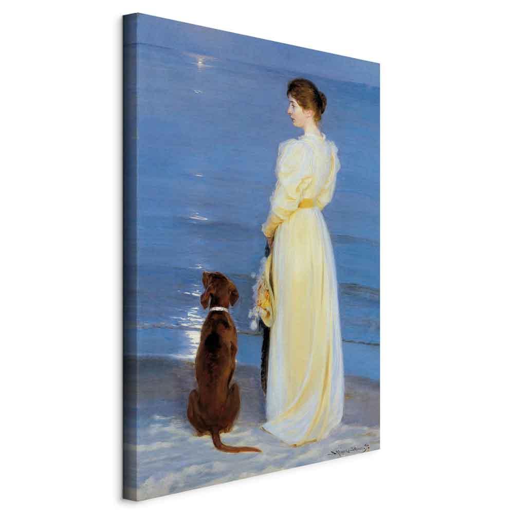 Peder Severin Krøyer billede på lærred - Sommeraften i Skagen - 20 x 30 cm - På italiensk lærred