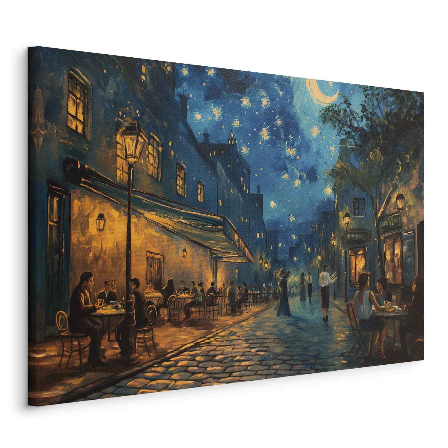 Lærredsbillede Paris-gade i Vincent van Gogh-inspireret stil - 60 x 40 cm - På italiensk lærred