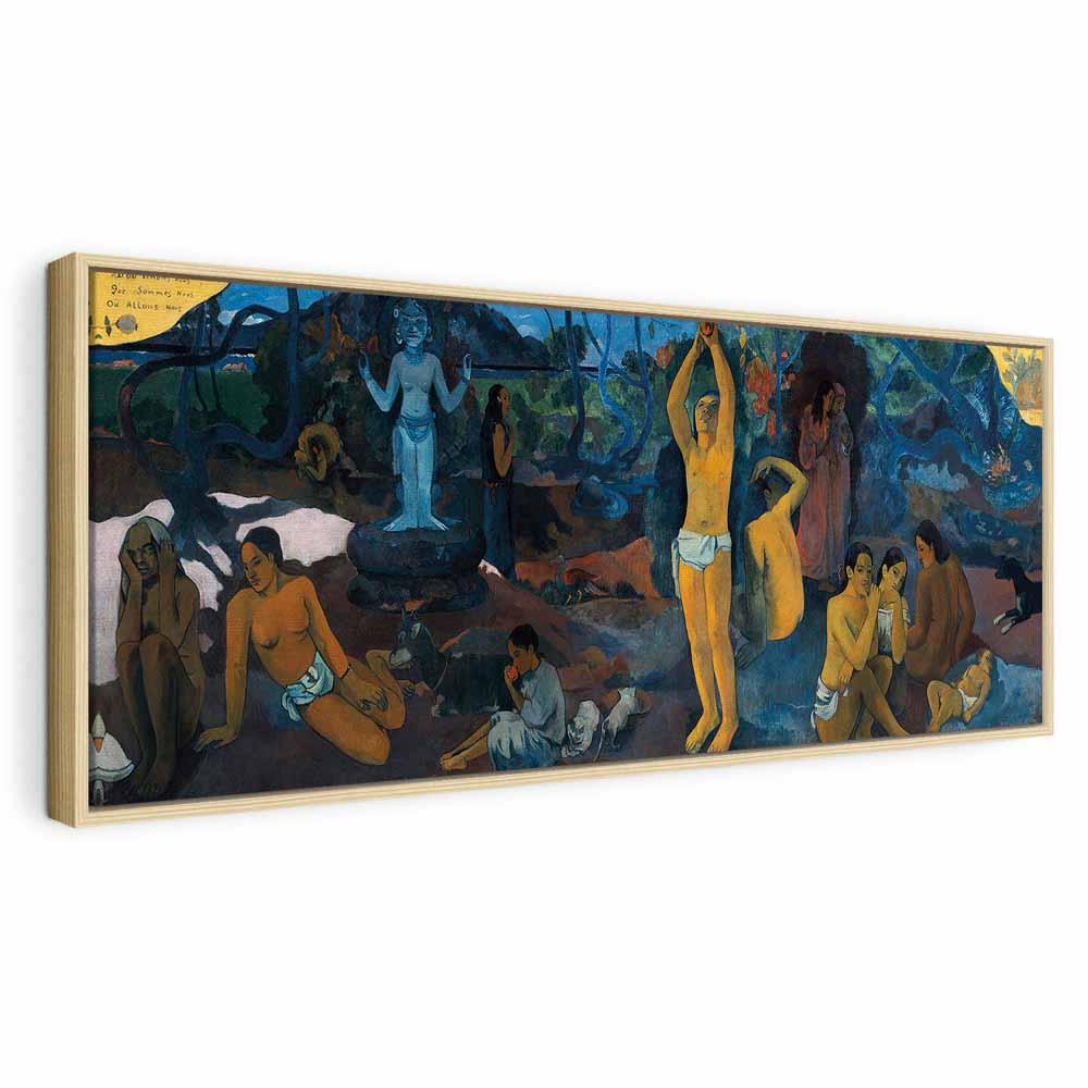 Paul Gauguin billede på lærred 100 x 40 cm - Hvor kommer vi fra? Hvad er vi? Hvor går vi hen? - 100 x 40 cm - I en naturlig træramme