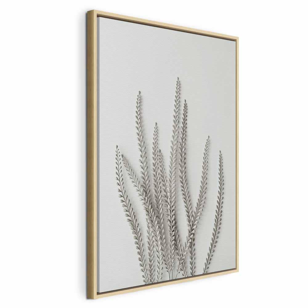 Lærredsbillede Plantemylder lodret med bladmotiv - 40 x 60 cm - I en naturlig træramme
