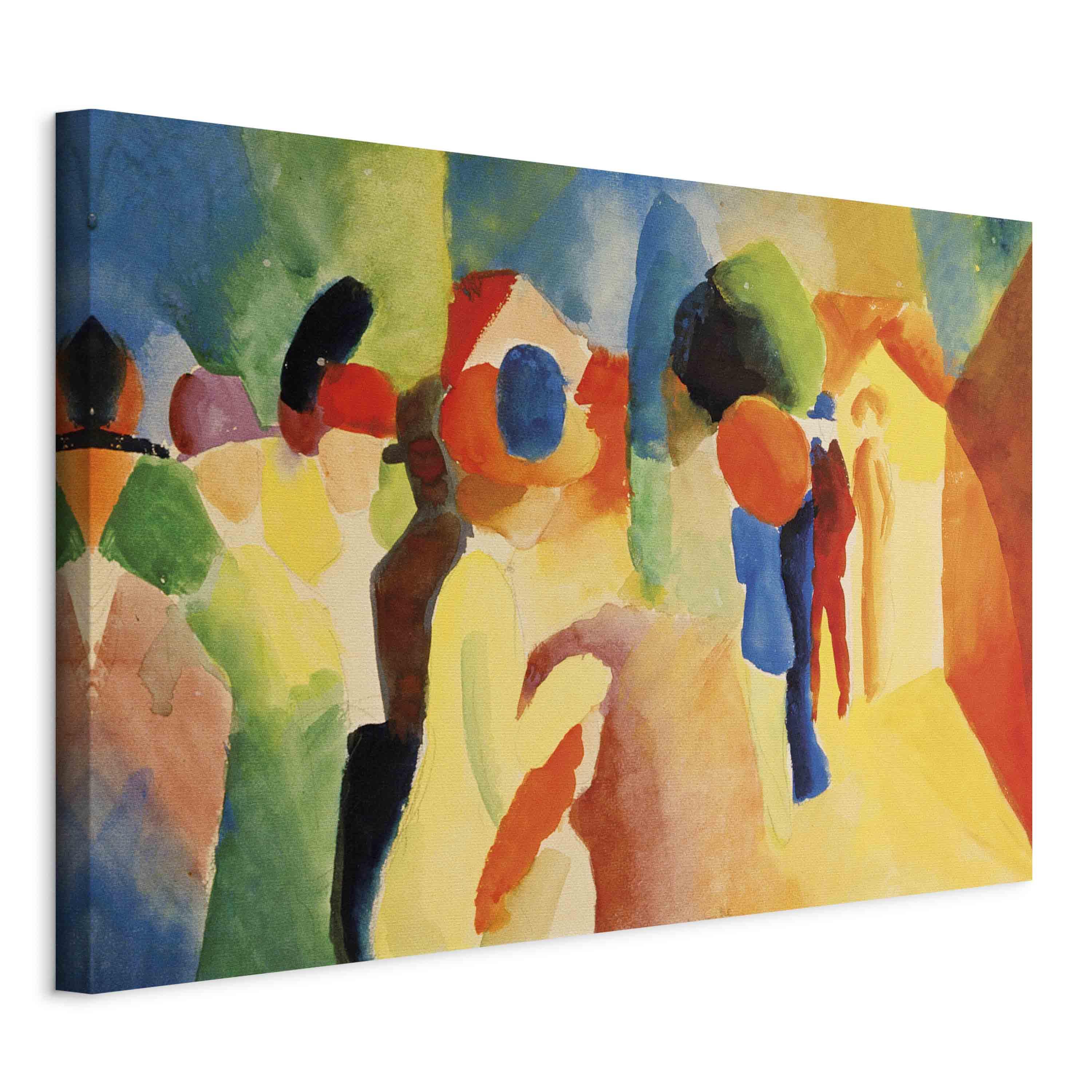 August Macke billede på lærred - Med en gul jakke - 120 x 80 cm - På italiensk lærred