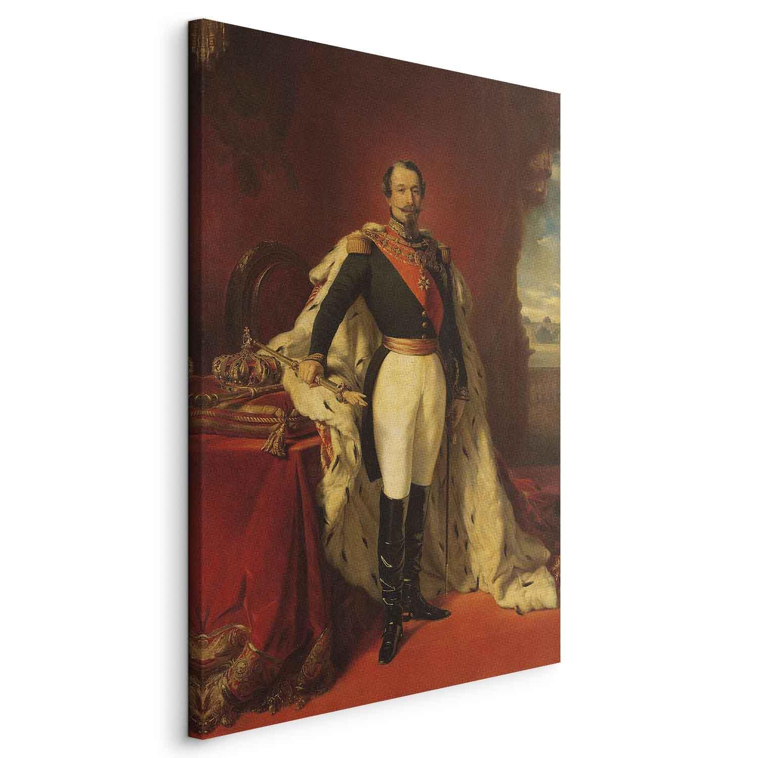 Franz Xaver Winterhalter billede på lærred - Portræt af Napoleon III - 20 x 30 cm - På italiensk lærred