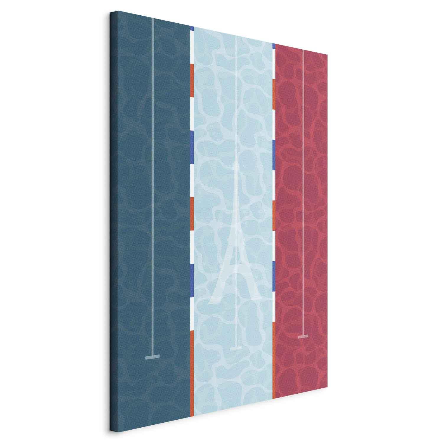 Lærredsbillede med swimmingpool og franske farver - 20 x 30 cm - På italiensk lærred